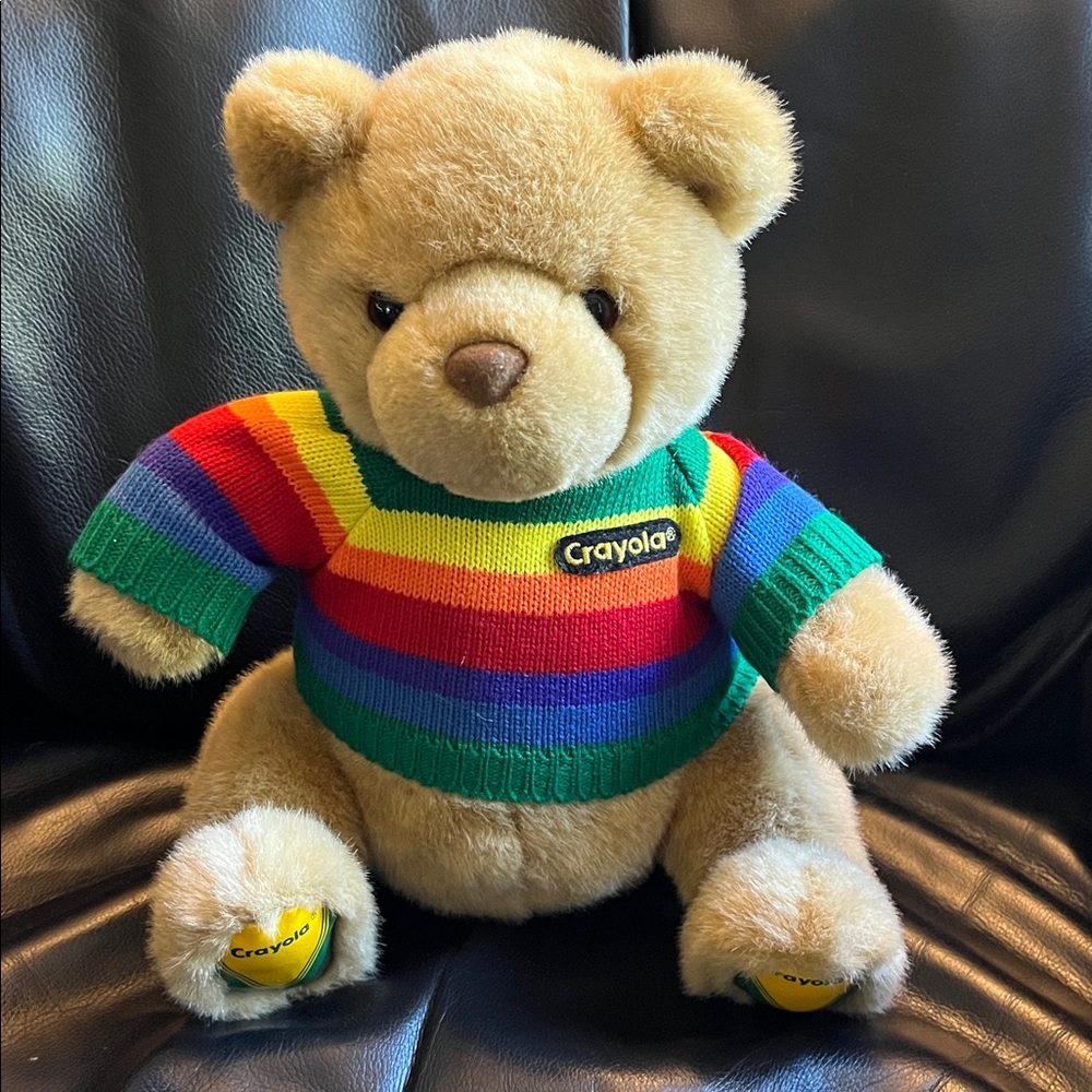 Crayola Bear with Vibrant Rainbow Sweater